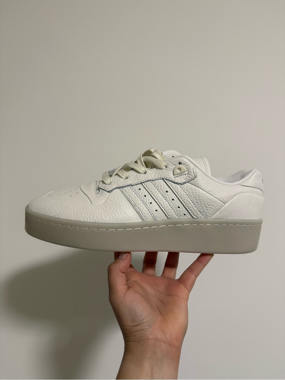 adidas Off-White Leather Platform Sneaker size 10.5